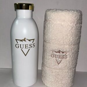 Guess Branded White and Gold Water Bottle with Sleeve Cover.